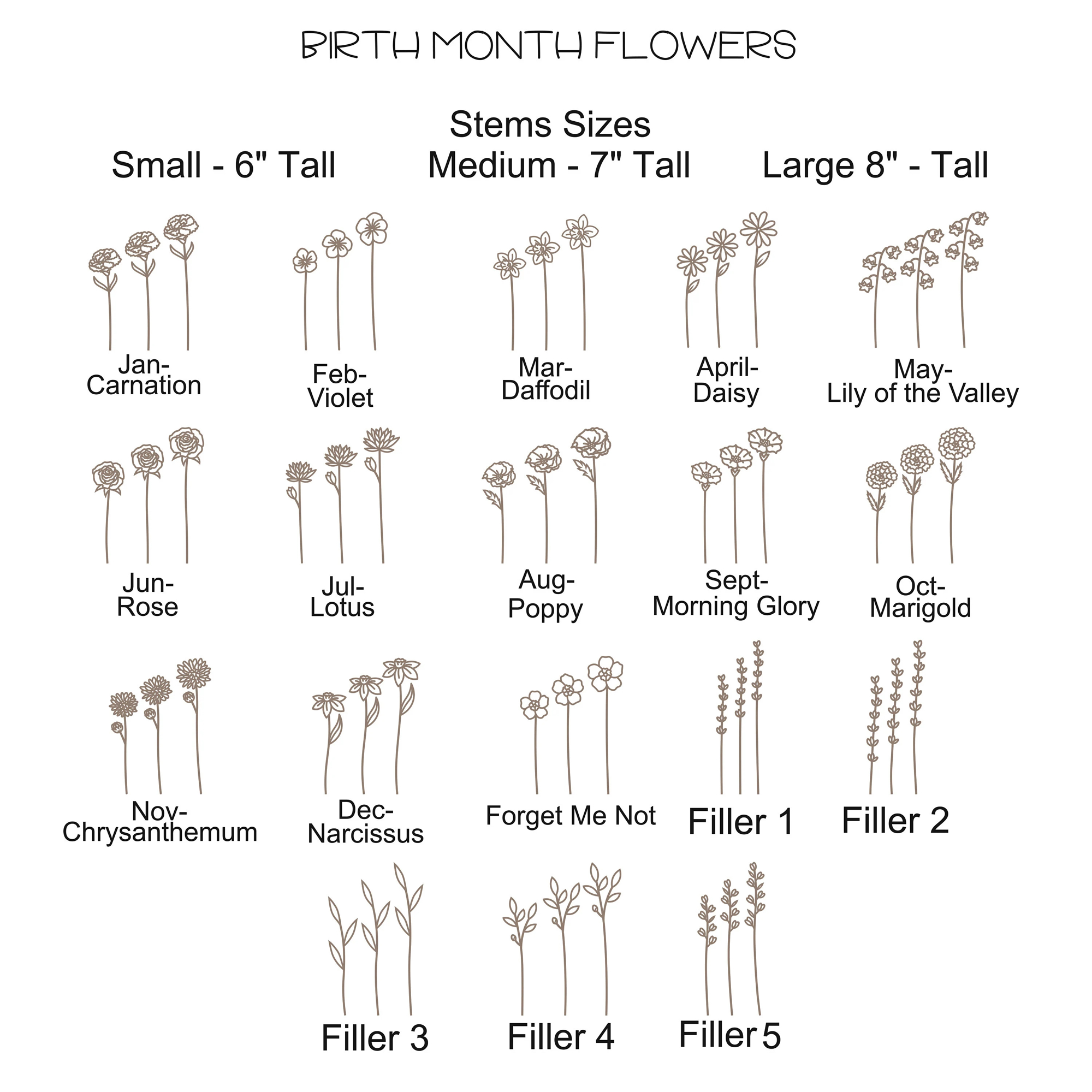 Birth Month Flowers, Wooden Flower Arrangement Jane